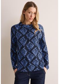 Cecil Damen Langarmshirt, blau, casual, Gr. XL, bedruckt, Web, Stoff, 48% Baumwolle, 48% Modal, 4% Elasthan, Shirts, mit grafischem Muster