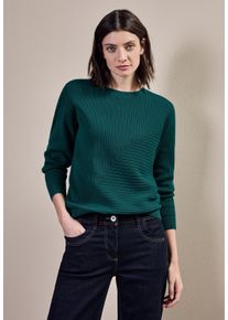 Cecil Damen Strickpullover, blau, casual, Gr. XXL, unifarben, Web, 100% Baumwolle, Pullover, aus reiner Baumwolle