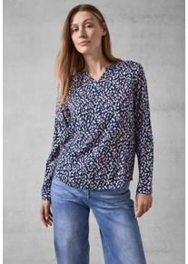 Cecil Damen Langarmbluse, blau, casual, Gr. L, bedruckt, Stoff, 100% Viskose, Blusen, aus softer Viskose