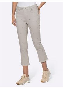 Heine Damen 7/8-Jeans, grau, Gr. 38, geblümt, gemustert, 81% Baumwolle, 17% Polyester, 2% Elasthan, Jeans