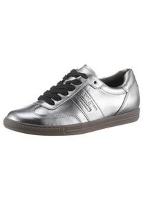 Paul Green Damen Sneaker, Gr. 37, silber, Nappaleder, metallic, sportlich, Schuhe, Schnürschuh, Halbschuh, Freizeitschuh in Metallic-Optik