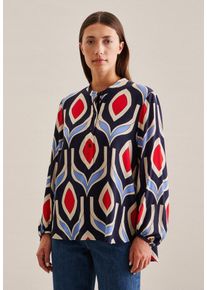 Seidensticker Damen Klassische Bluse "Schwarze Rose", blau, Gr. 40, gemustert, 100% Viskose, Blusen, Tunika Geometrische Muster