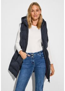Cecil Damen Longweste, blau, casual, Gr. XXL, unifarben, Stoff, 100% Polyester, Westen, mit Kapuze