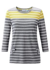 Casual Looks Damen 3/4-Arm-Shirt "Shirt", grau, Gr. 36, gemustert, gestreift, mehrfarbig, 50% Baumwolle, 50% Modal, Shirts