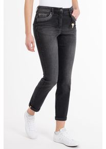Recover Pants Damen Slim-fit-Jeans "Luna", schwarz, casual, Gr. 44, unifarben, 97% Baumwolle;3% Elasthan, Jeans, mit Stickerei auf den Gesäßtaschen