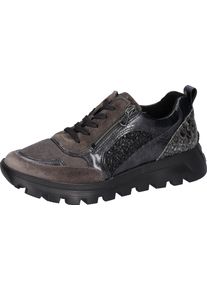 Waldläufer WALDLÄUFER Damen Sneaker "H-AJALA", Gr. 3,5, grau, Veloursleder, Lackleder, Textil, sportlich, Schuhe, Freizeitschuh, Halbschuh, Schnürschuh, mit