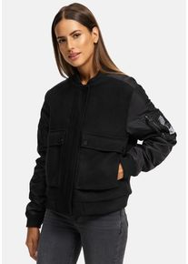 Navahoo Damen Bomberjacke "Willstehaben 14", schwarz, sportlich, Gr. XXL, Obermaterial 1: 90% Polyacryl 8% Viskose 2% Elasthan; Obermaterial 2: 100%