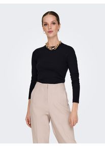 Only Damen Langarmshirt "ONLVAL L/S O-NECK TOP CC JRS", schwarz, modisch, Gr. XL, unifarben, Jersey, Obermaterial: 95% Baumwolle, 5% Elasthan, Shirts