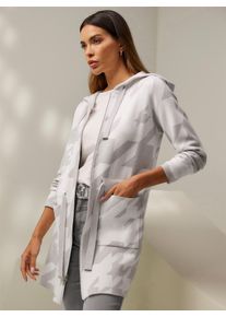 Heine Damen Strickjacke, beige, Gr. 38, gemustert, Hahnentrittmuster, 80% Viskose, 20% Polyamid, Strickjacken