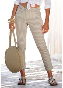 Lascana Damen 7/8-Jeggings, weiß, casual, Gr. 38, gestreift, Denim/Jeans, Obermaterial: 67% Baumwolle, 29% Polyester, 4% Elasthan, Hosen, mit