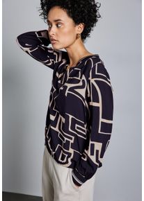Street One Damen Langarmbluse, lila, casual, Gr. 38, bedruckt, Web, Obermaterial: 100% Viskose, Blusen, mit All-Over Print