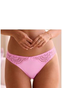 Lascana Damen Slip "Aurora", Gr. 32, lila, Microtouch, Obermaterial: 82% Polyamid, 18% Elasthan, Unterhosen, mit toller Spitze in blumiger Optik