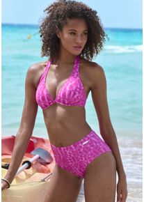 ELBSAND Damen Bikini-Hose "Letra", pink, Gr. 34, bedruckt, Recycling-Polyamid, Badehosen, mit tollem Wording
