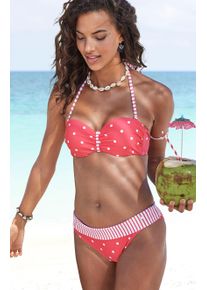 s.Oliver Damen Bikini-Hose "Audrey", rot, Gr. 38, gepunktet, gestreift, Recycling-Polyamid, Badehosen, mit Umschlagbund und Mustermix