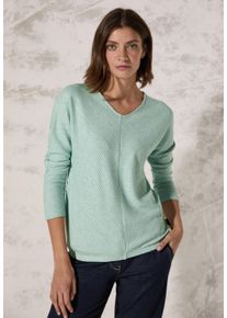 Cecil Damen Langarmshirt, grün, casual, Gr. XXL, unifarben, Stoff, 55% Viskose, 24% Polyester, 19% Polyamid, 2% Elasthan, Shirts, mit V-Ausschnitt