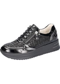 Waldläufer WALDLÄUFER Damen Plateausneaker "H-ARIANNA", Gr. 7, schwarz, Lackleder, Nappaleder, Nubukleder, glänzend, sportlich, Schuhe, Freizeitschuh,