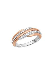 ZEEme Damen Fingerring "Silber 925 zweifarbig mit Zirkonia weiß", 054 (17,2), Silber 925 (Sterlingsilber), rot, Silber 925 (Sterlingsilber),
