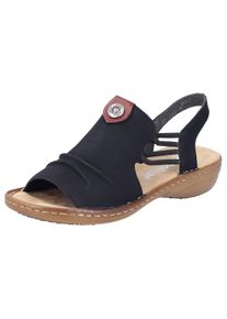 Rieker Damen Sandale, Gr. 36, schwarz, Nubuklederimitat, klassisch, Schuhe, Sommerschuh, Sandalette, Keilabsatz, mit Gummizug für perfekten Sitz