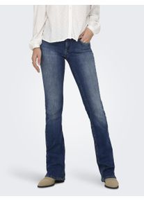 Only Damen Bootcut-Jeans "ONLBLUSH LW FLARED DNM REA1303 NOOS", blau, modisch, Gr. M, Denim/Jeans, Obermaterial: 92% Baumwolle, 6% Elastomultiester,