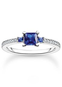 Thomas Sabo Damen Fingerring "mit blauen Steinen, TR2402-166-32-52,54,56,58,60", 54, Silber 925 (Sterlingsilber), 1,6mm, bunt, Silber 925