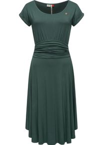 Ragwear Damen Sommerkleid "Ivone Solid", grün, Gr. M, 50% Polyester, 38% Baumwolle, 12% Viskose, Kleider, leichtes Jersey-Kleid in melierter Optik