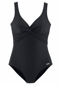 Lascana Damen Badeanzug, schwarz, Gr. 38, unifarben, Polyamid, Badeanzüge, mit Shaping-Einsatz vorn, eingearbeitete Softcups, mit Raffungen