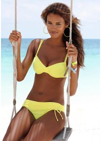 Buffalo Damen Bikini-Hose "Happy", gelb, Gr. 34, unifarben, Polyamid, Microfaser, Badehosen, mit Umschlagbund