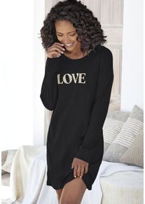 Vivance Dreams Damen Nachthemd, Gr. 36, schwarz, Single Jersey, Obermaterial: 100% Baumwolle, bedruckt, unifarben mit Farbeinsatz, modisch, Kleider,