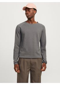 Jack & Jones JACK & JONES Herren Rundhalspullover "JJEHILL KNIT CREW NECK NOOS", grau, modisch, Gr. S, unifarben, Strick, Obermaterial: 100% Baumwolle, Pullover,