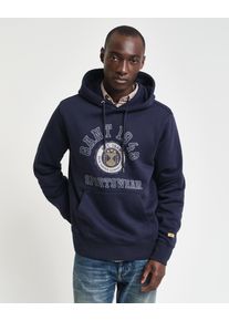 Gant Herren Hoodie "FRONT GRAPHIC SWEAT HOODIE", blau, casual, Gr. S, Sweatware, Obermaterial: 78% Baumwolle, 22% Polyester, Sweatshirts,