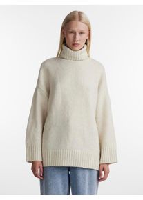 Pieces Damen Rollkragenpullover "PCNANCY LS LOOSE ROLL NECK KNIT NOOS BC", beige, casual, Gr. XL, unifarben, Strick, Obermaterial: 79% Polyester, 13%