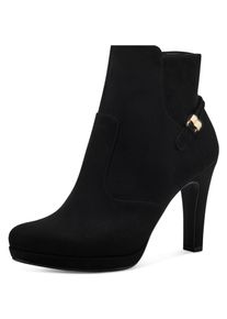 Tamaris Damen High-Heel-Stiefelette, Gr. 41, schwarz, Textil, elegant, Schuhe, mit Schmuckelement an der Ferse