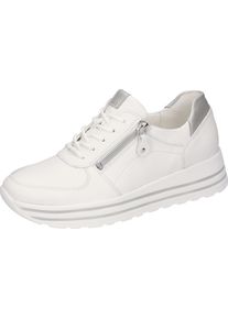 Waldläufer WALDLÄUFER Damen Keilsneaker "H-LANA", Gr. 10, silber, Glattleder, sportlich, Schuhe, in Komfortweite H = sehr weit, Freizeitschuh, Halbschuh,