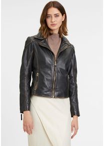 Mauritius Damen Lederjacke "GWPeetu", schwarz, modisch, Gr. XS, unifarben, Obermaterial: 100% Schafsleder. Futter: 100% Polyester. Ärmelfutter: 100%