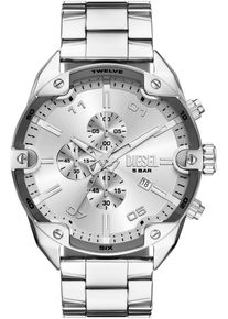 Diesel Herren Chronograph "SPIKED"silberfarben, silberfarben, Armbanduhren, Quarzuhr, Armbanduhr, Herrenuhr, Edelstahlarmband, analog, Tag