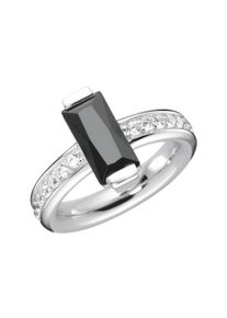 Damen Silberring "mit Zirkonia weiß und schwarz, Silber 925", 58, Silber 925 (Sterlingsilber), schwarz-weiß, Giorgio Martello MILANO, Silber 925