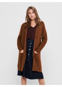 Only Damen Longstrickjacke "ONLJADE L/S CARDIGAN KNT NOOS", braun, casual, Gr. S, meliert, Grobstrick, Obermaterial: 81% Polyacryl, 19% Polyester,