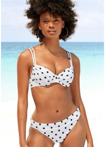 Lascana Damen Bügel-Bikini-Top "Powder", schwarz-weiß, Gr. 36, gepunktet, strukturiert, Polyamid, Bikini-Oberteile, aus Piqué-Strukturware