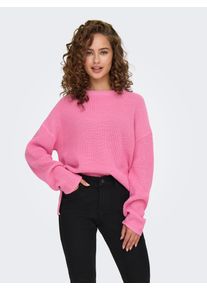 Only Damen Rundhalspullover "ONLLUNA LS O-NECK PULLOVER KNT NCA", pink, modisch, Gr. L, unifarben, Strick, Obermaterial: 60% Baumwolle, 40%