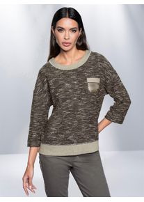 Heine Damen 3/4 Arm-Pullover "Pullover", grün, Gr. 38, gemustert, mehrfarbig, 52% Polyester, 30% Polyacryl, 18% Baumwolle, Besatz:48% Baumwolle, 4%