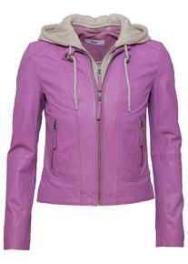 Maze Damen Lederjacke "42021133", lila, Gr. XL, Obermaterial: 100% Lammleder / Innenfutter: 100% Polyester / Kapuze: 55% Baumwolle, 45% Polyester,