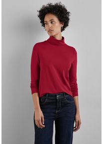 Street One Damen Langarmshirt, rot, casual, Gr. 44, unifarben, Stoff, 95% Viskose, 5% Elasthan, Shirts, im soften Baumwoll-Mix