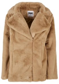 Urban Classics Damen Winterjacke "Urban Classics Damen Ladies Lapel Teddy Jacket", beige, casual, Gr. M, unifarben, 100% Polyester, Jacken