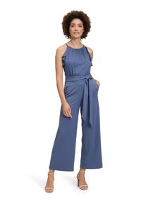 Vera Mont Damen Overall "Vera Mont Jumpsuit mit Volant", blau, festlich, Gr. 42, Obermaterial: 95% Polyester recycelt, 5% Elasthan., Overalls,