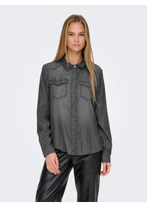 Only Damen Jeansbluse "ONLALEXA L/S DNM SHIRT FS NOOS", blau, modisch, Gr. S, unifarben, Web, Jeans, Obermaterial: 100% Baumwolle, Blusen