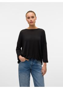 Véro Moda VERO MODA Damen Rundhalspullover "VMBRIANNA 3/4 PULLOVER BOO REP"schwarz detail:with solid, modisch, Gr. XS, unifarben, Feinstrick, Obermaterial: 58%