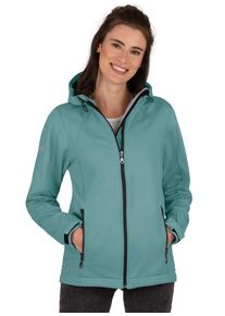 TRIGEMA Damen Softshelljacke "TRIGEMA Taillierte Softshell–Kapuzenjacke", grün, sportlich, Gr. XL, 88% Polyamid, 12% Elastan, Jacken