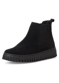 Tamaris Damen Chelseaboots, Gr. 37, schwarz, Veloursleder, Elastischer Einsatz, unifarben, klassisch, Schuhe, Plateau, Stiefelette, Boots mit