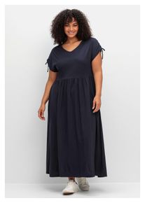 sheego Damen Jerseykleid "Große Größen", blau, feminin, Gr. 46, unifarben, Obermaterial: 50% Baumwolle, 50% Modal, Kleider, mit Tunnelzug am Ärmel