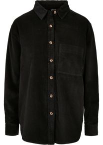 Urban Classics Damen Langarmhemd "Urban Classics Damen Ladies Corduroy Oversized Shirt", schwarz, Gr. XXXL, unifarben, 100% Baumwolle, Hemden